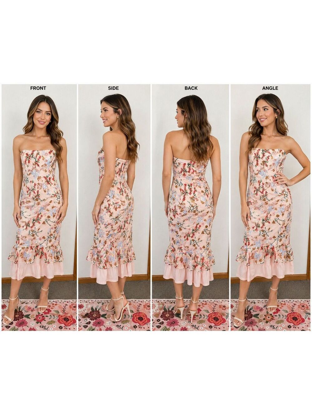157. NWT! Sam Edelman•Embroidered Strapless Midi Dress•Size 6